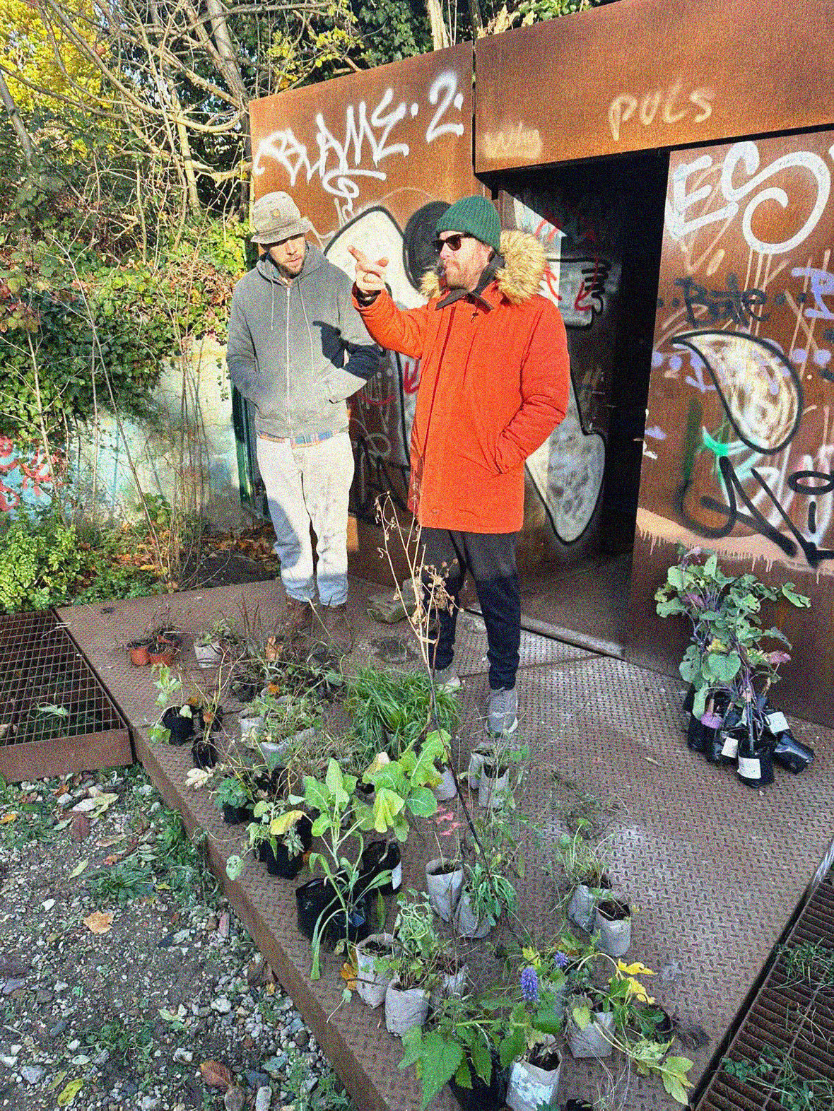 Jon on site with plants